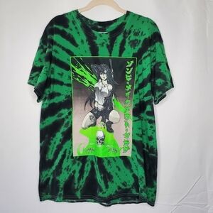 Zombie Makeout Club Cotton Tee Size Large Hot Topic Green Tie-Dye Anime Shirt
